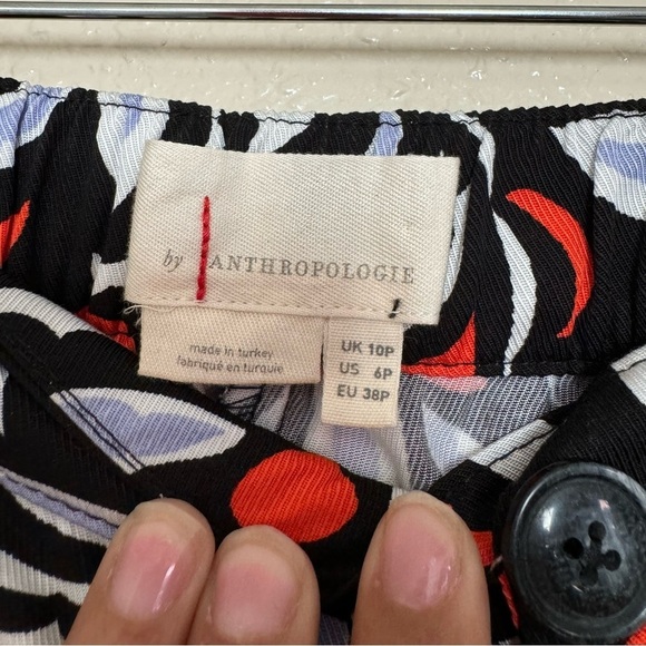 By Anthropologie Breezy Straight Red Motif Pants - Picture 5 of 7